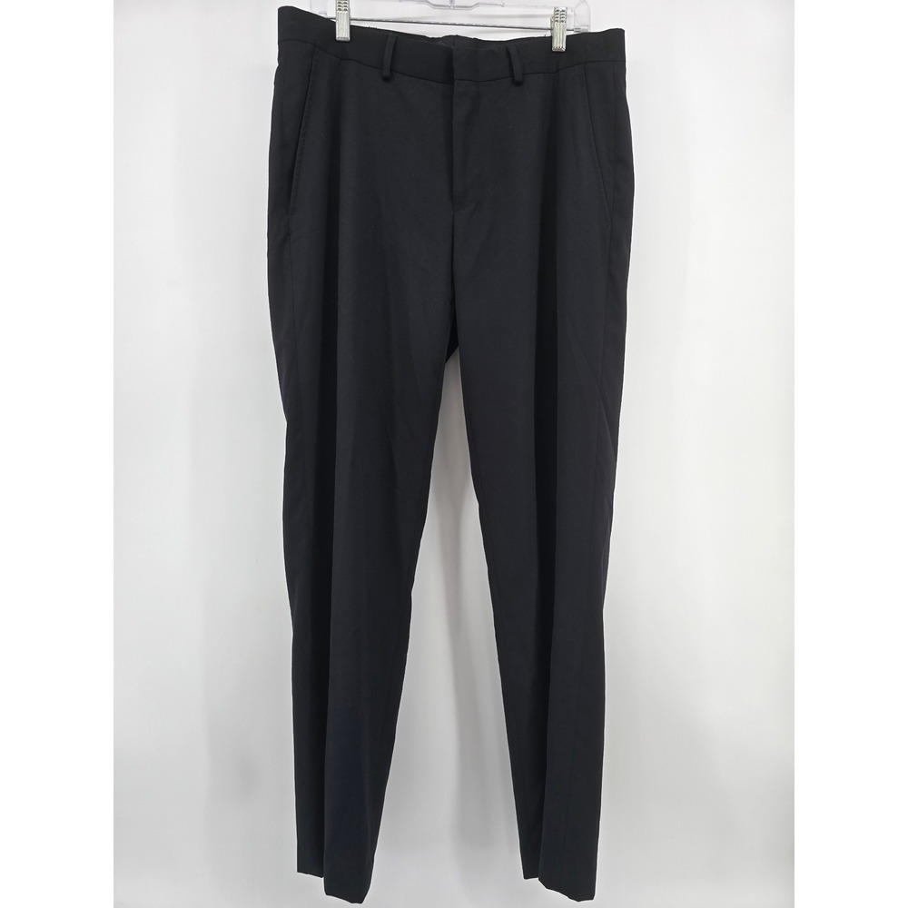Structure Mens Black Dress Pants Flat Front Straight Leg 34x32 RN15099